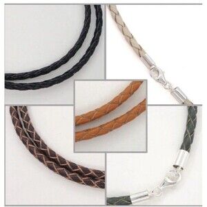 Genuine Leather Cord Bracelet Lobster Clasp Stainless Steel 7”choice color